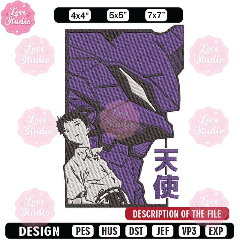Ikari Shinji Embroidery Design, Evangelion Embroidery, Embroidery File, Anime Embroidery, Anime shirt, Digital download 1.jpg