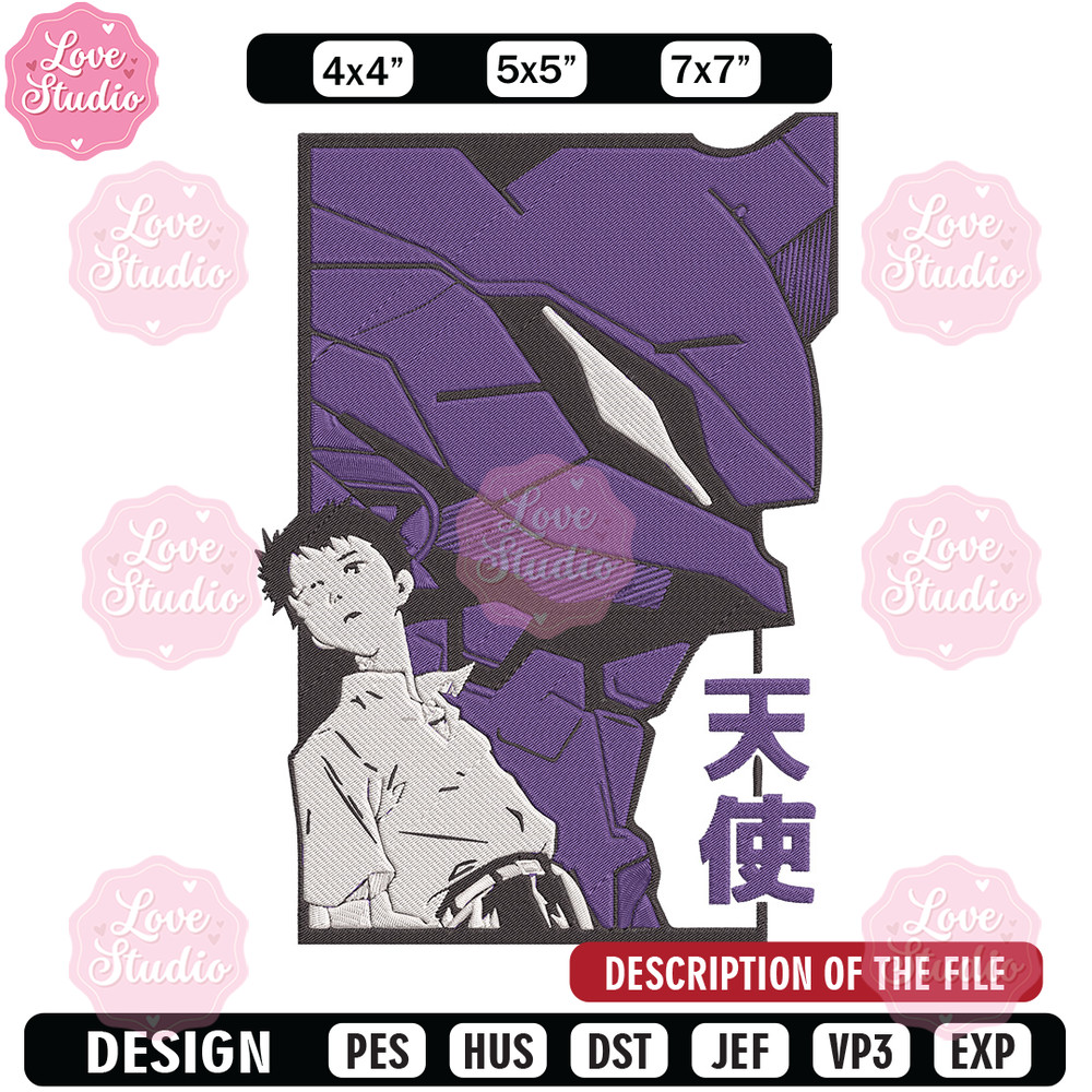 Ikari Shinji Embroidery Design, Evangelion Embroidery, Embroidery File, Anime Embroidery, Anime shirt, Digital download.jpg