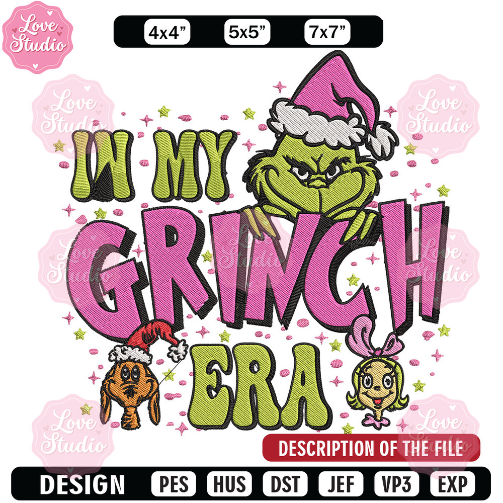 In my grinch Embroidery Design, Grinch Embroidery, Embroidery File, Chrismas Embroidery, Anime shirt, Digital download.jpg