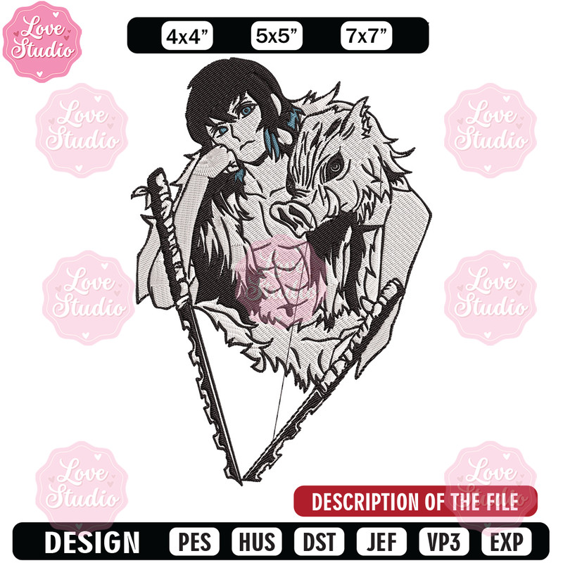 Inosuke poster Embroidery Design,Demon slayer Embroidery,Embroidery File,Anime Embroidery,Anime shirt, Digital download.jpg