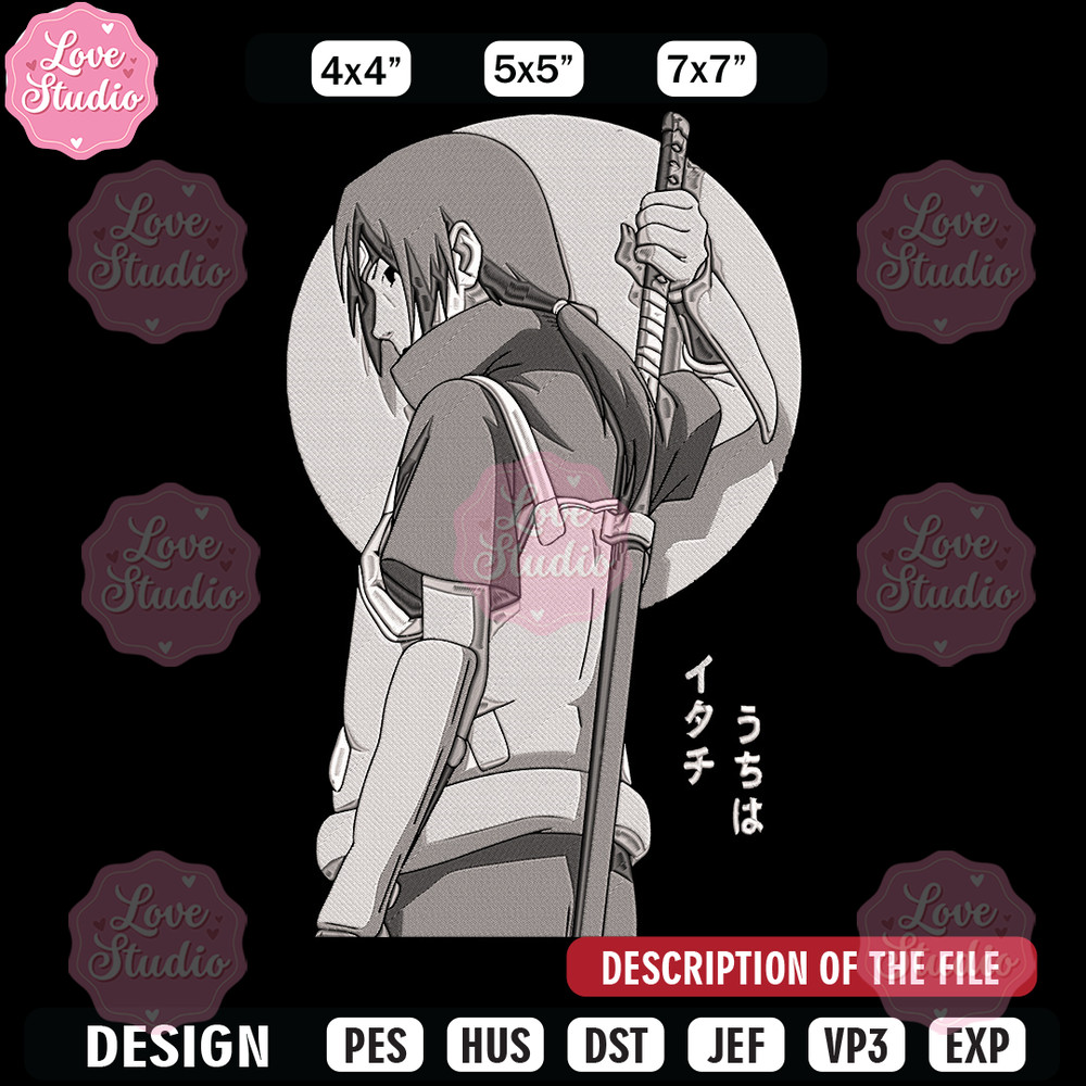Itachi ninja Embroidery Design, Naruto Embroidery, Embroidery File, Anime Embroidery, Anime shirt, Digital download.jpg
