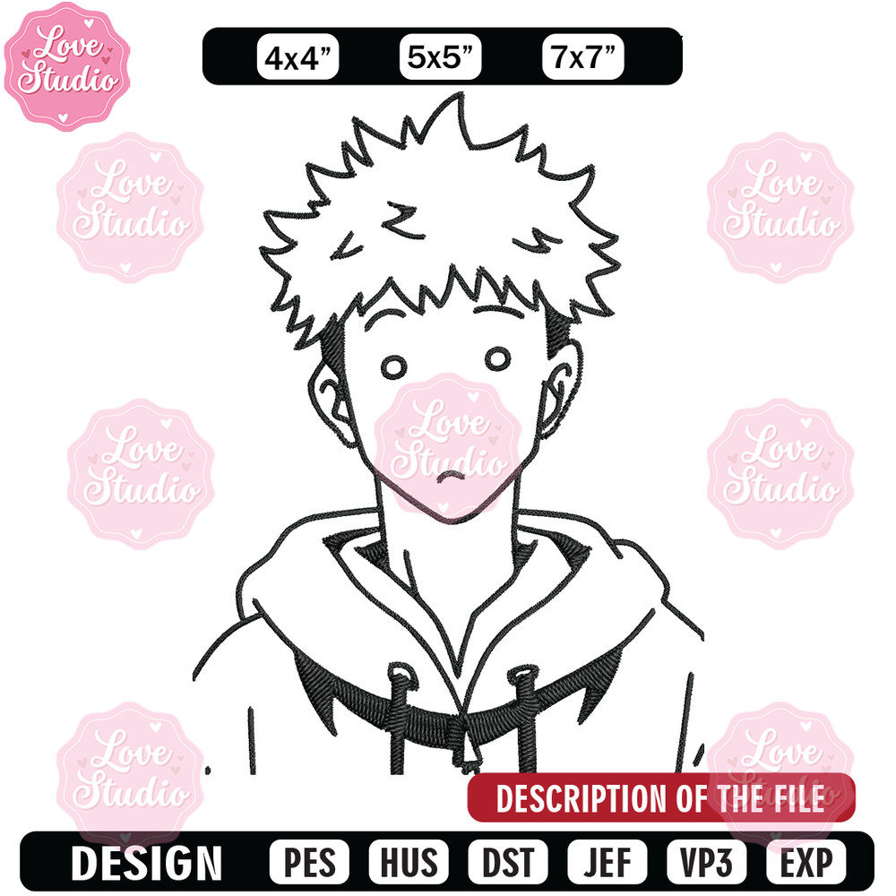 Itadori Yuji Embroidery Design,Jujutsu Embroidery, Embroidery File, Anime Embroidery, Anime shirt, Digital download.jpg
