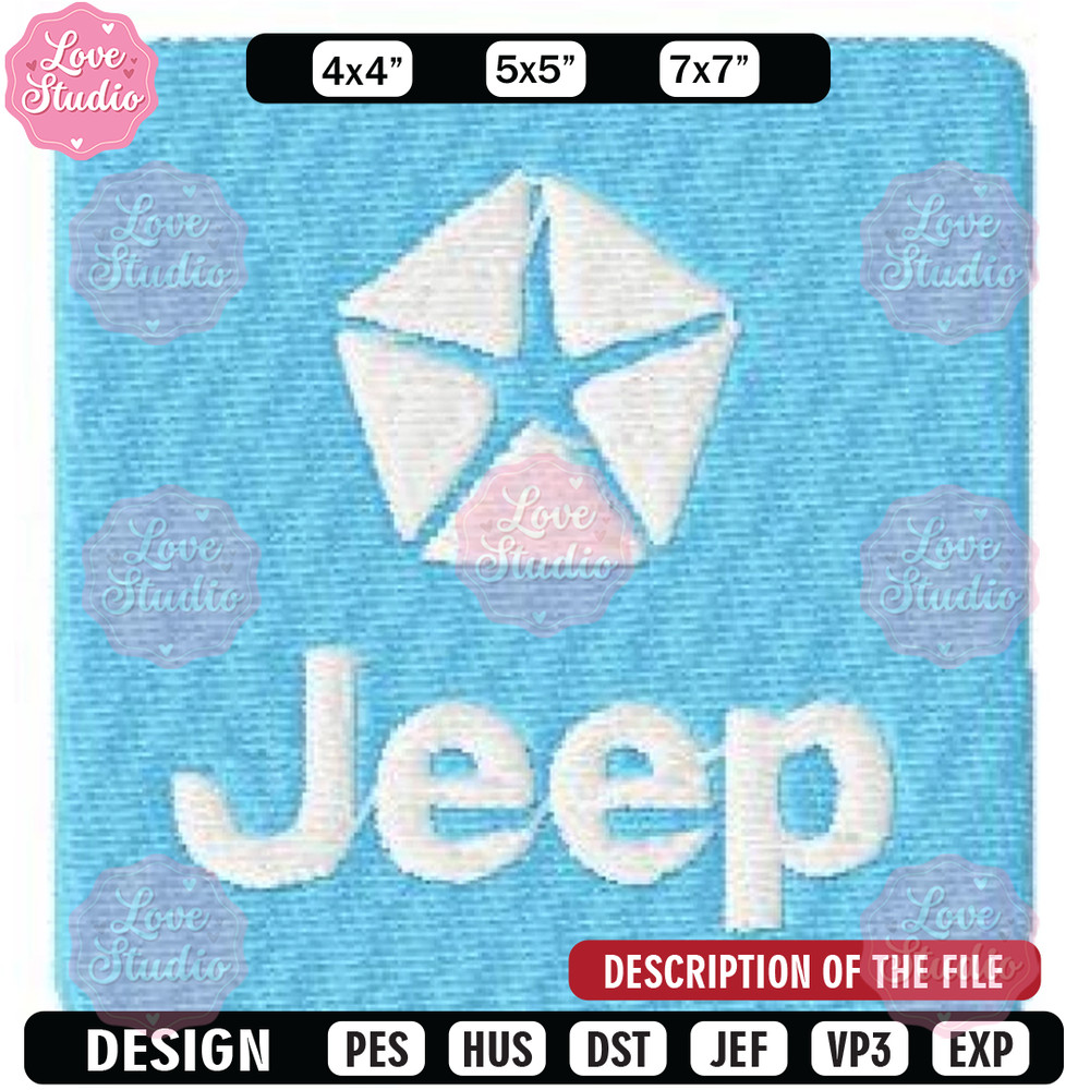 Jeep car logo blue embroidery design, Embroidered shirt, Car Embroidery, Car design, Logo design, digital download.jpg