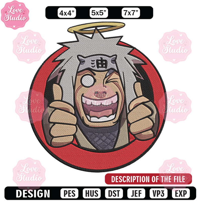 Jiraiya circle Embroidery Design, Naruto Embroidery, Embroidery File, Anime Embroidery, Anime shirt, Digital download.jpg