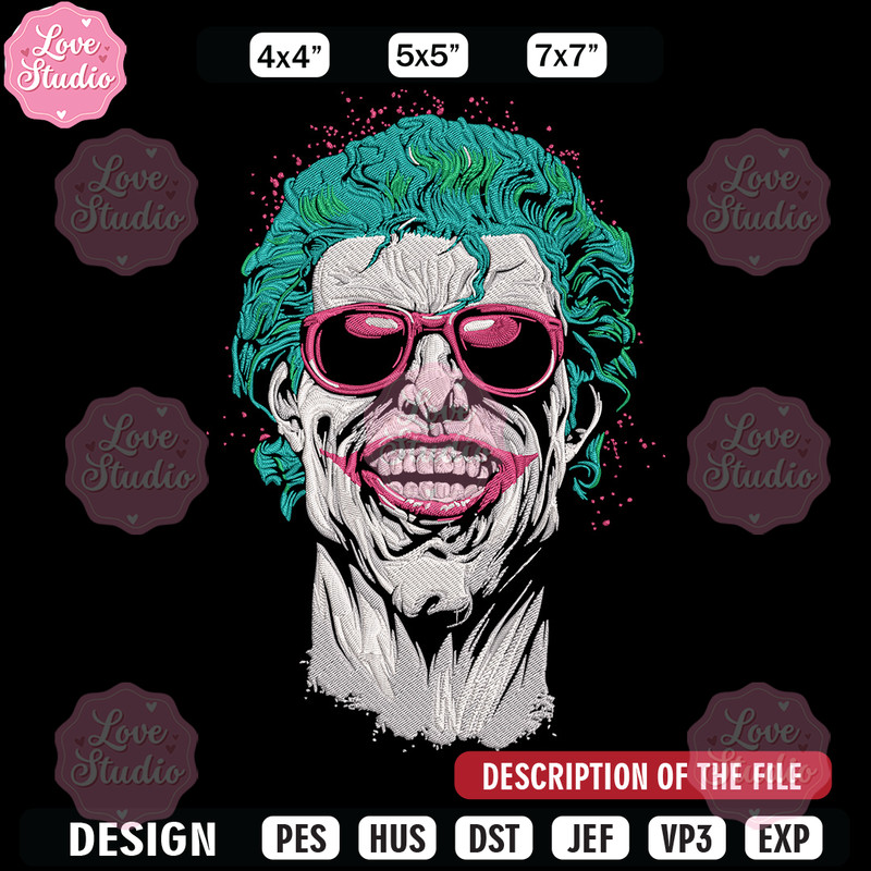 Jocker poster Embroidery Design, DC comics Embroidery, Embroidery File, Anime Embroidery, Anime shirt, Digital download.jpg
