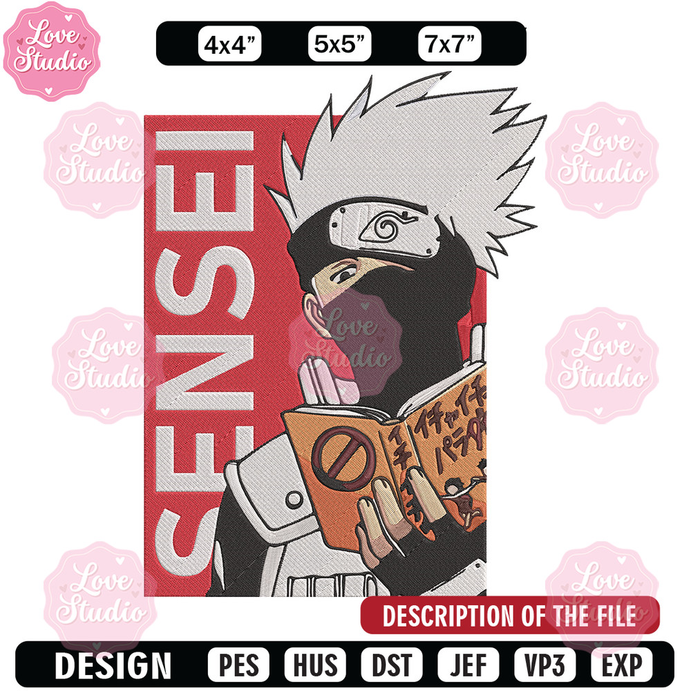 Kakashu sensei Embroidery Design, Naruto Embroidery, Embroidery File, Anime Embroidery, Anime shirt, Digital download.jpg