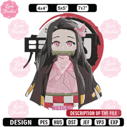kamado nezuko embroidery design, demon slayer embroidery, embroidery file, anime embroidery, digital download