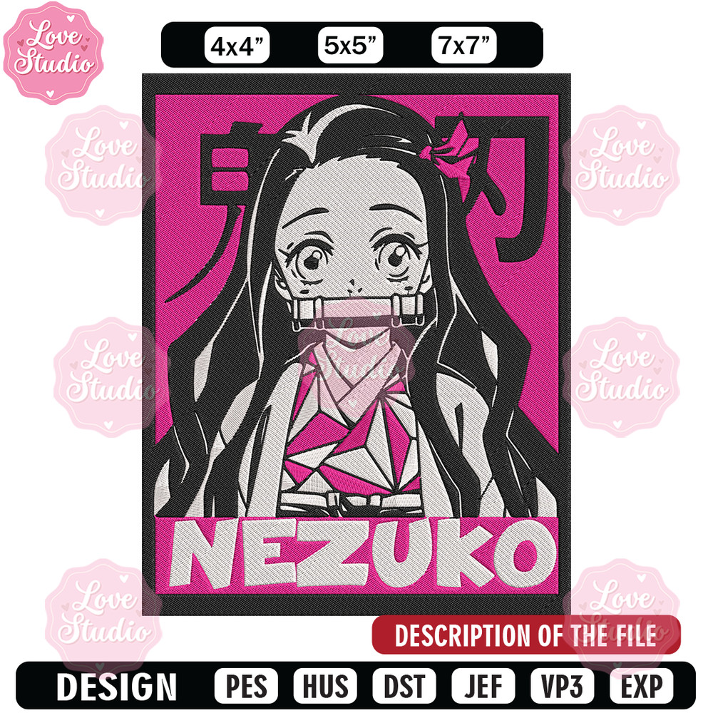 Kamado nezuko poster Embroidery Design, Demon slayer Embroidery, Embroidery File, Anime Embroidery, Digital download 1.jpg