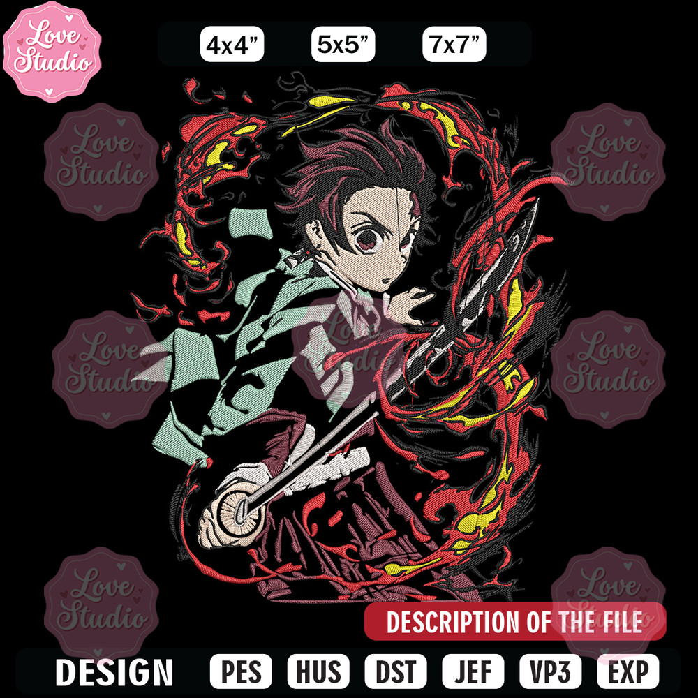 Kamado Tanjiro Embroidery Design, Demon slayer Embroidery, Embroidery File, Anime Embroidery, Digital download 1.jpg