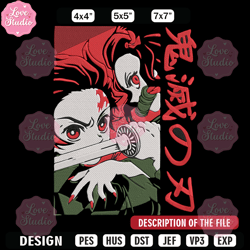 kamado tanjiro embroidery design, demon slayer embroidery, embroidery file, anime embroidery, digital download