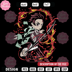 kamado tanjiro embroidery design, demon slayer embroidery, embroidery file, anime embroidery,digital download