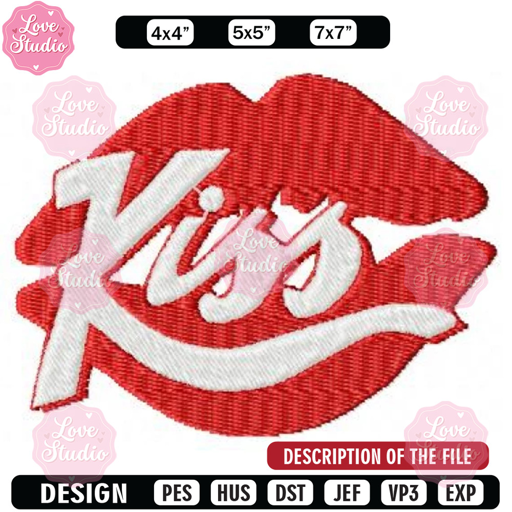 Kiss logo embroidery design, Embroidered shirt, Brand shirt, Brand Embroidery, Brand design, digital download.jpg