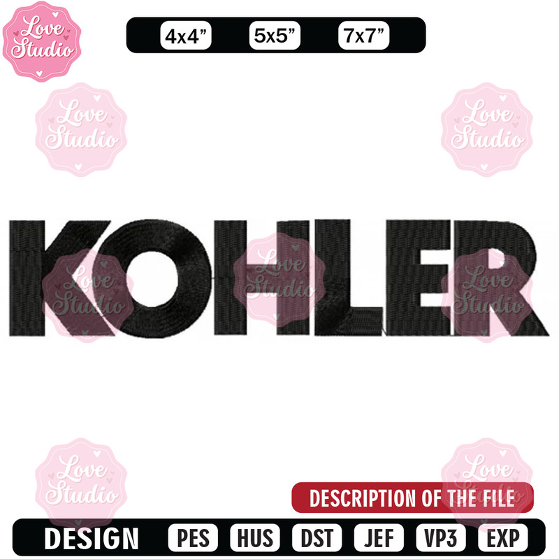 Kohler logo embroidery design, Embroidered shirt, Car Embroidery, Car design, Logo design, digital download.jpg