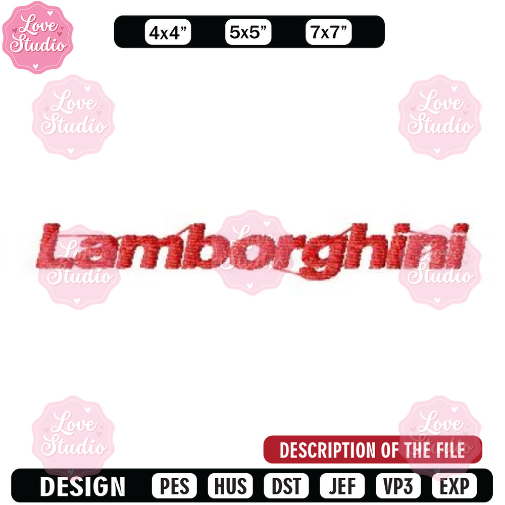 Lamboeghini logo text embroidery design, Embroidered shirt, Car Embroidery, Car design, Logo design, digital download.jpg