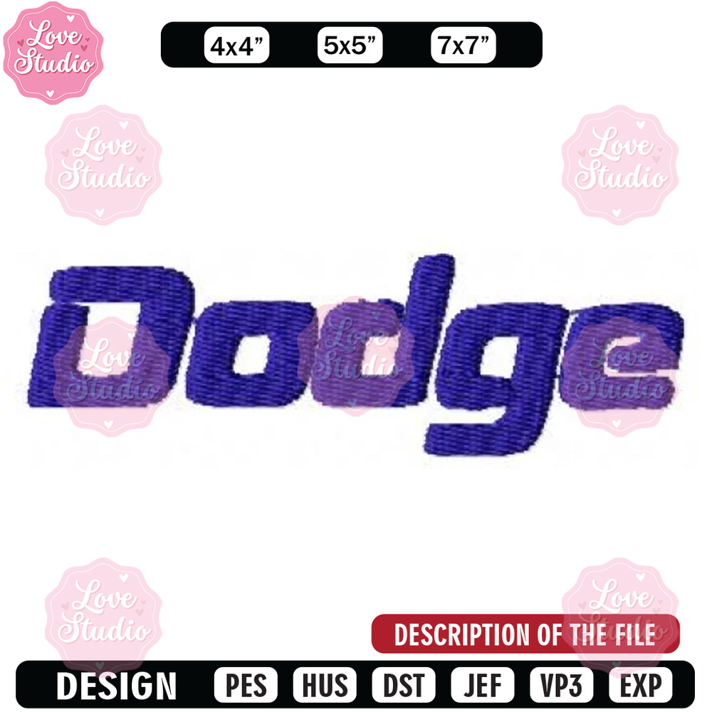 Log dodge text embroidery design, Embroidered shirt, Car Embroidery, Car design, Logo design, digital download.jpg