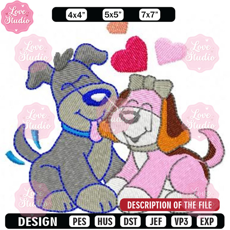 Lovers puppies embroidery design, Embroidery design, Sale design, Embroidered shirt, Love Embroidered, digital download.jpg