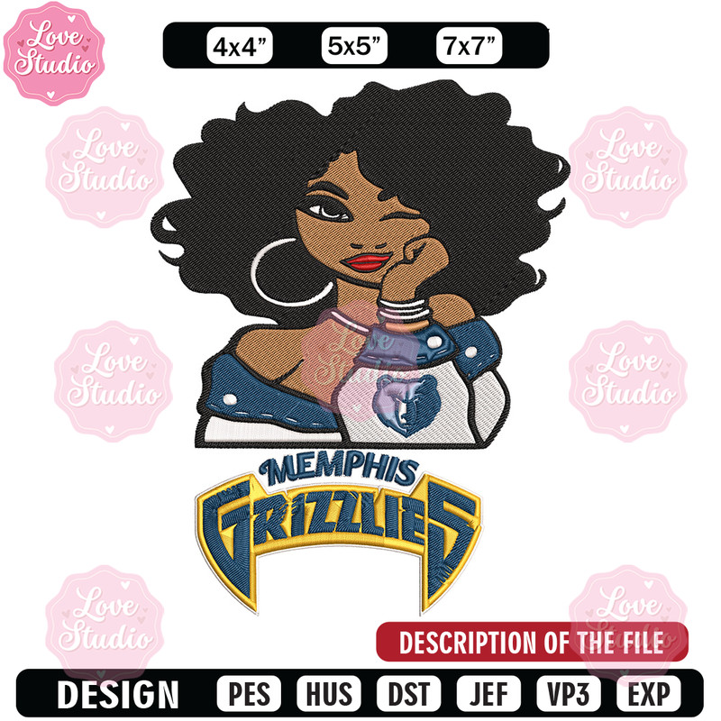 Memphis Grizzlies girl embroidery design, NBA embroidery,Sport embroidery,Embroidery design, Logo sport embroidery.jpg