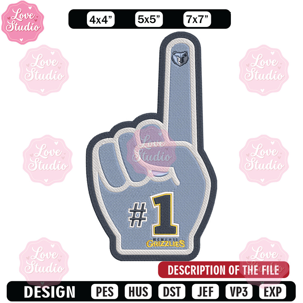 Memphis Grizzlies no 1 embroidery design,NBA embroidery,Sport embroidery,Embroidery design, Logo sport embroidery.jpg