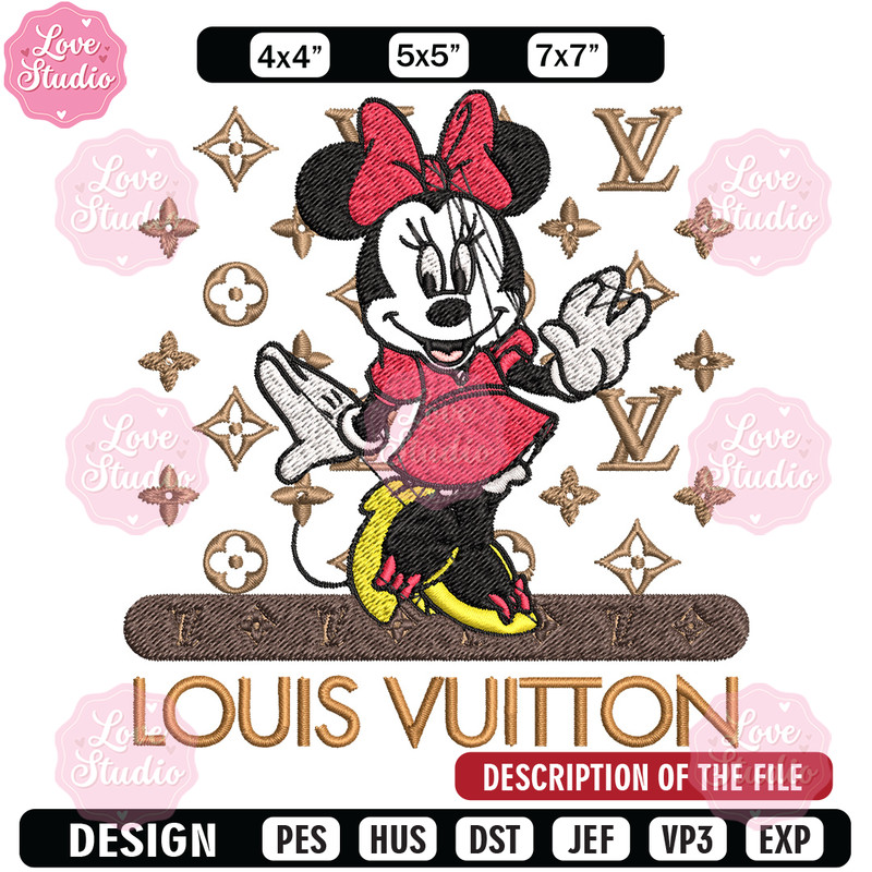 Minnie logo lv Embroidery Design, Lv Embroidery, Embroidery File, Brand Embroidery, Logo shirt, Digital download.jpg