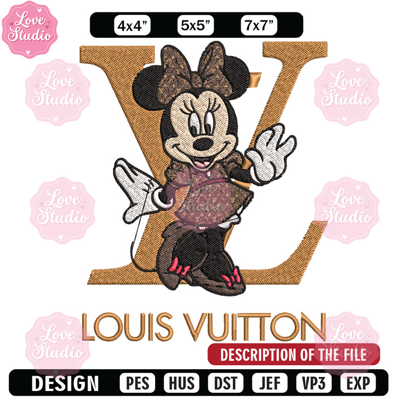 Minnie smile lv Embroidery Design, Lv Embroidery, Embroidery File, Brand Embroidery, Logo shirt, Digital download.jpg