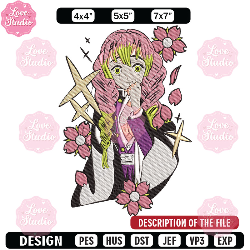 Mitsuri cute Embroidery Design, Demon slayer Embroidery, Embroidery File, Anime Embroidery, Anime shirt,Digital download.jpg