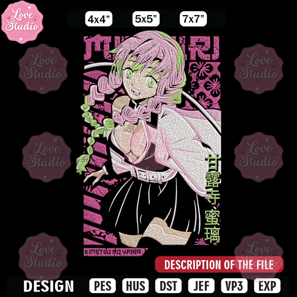 Mitsuri Kanroji Embroidery Design, Demon slayer Embroidery,Embroidery File,Anime Embroidery,Anime shirt,Digital download.jpg