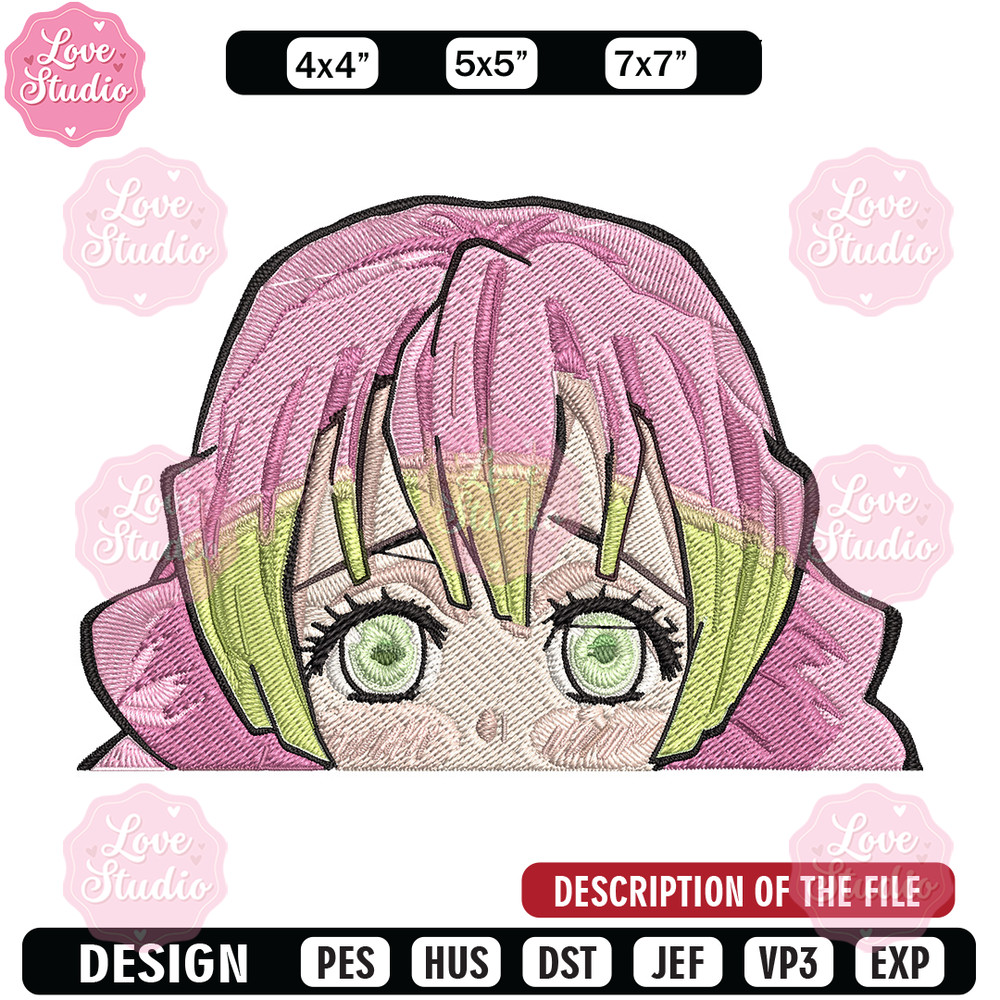 Mitsuri Peeker Embroidery Design, Demon slayer Embroidery, Embroidery File, Anime Embroidery, Digital download.jpg