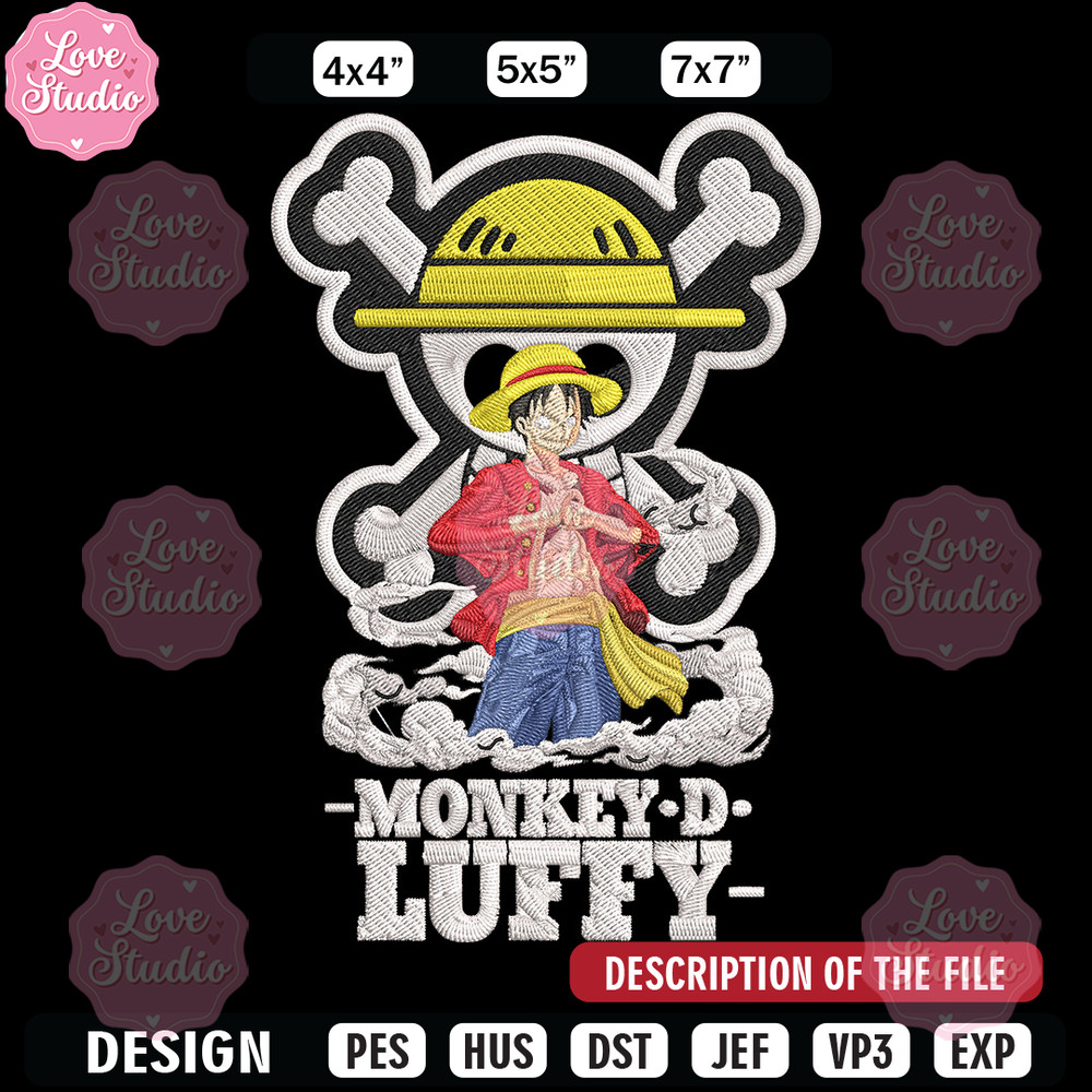 Monkey D Luffy Embroidery Design,One piece Embroidery, Embroidery File, Anime Embroidery, Anime shirt, Digital download.jpg