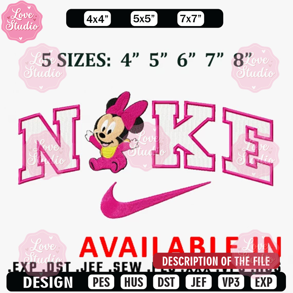 Mouse baby x nike embroidery design, Embroidered shirt, Brand Embroidery, Brand design, Brand shirt, digital download.jpg