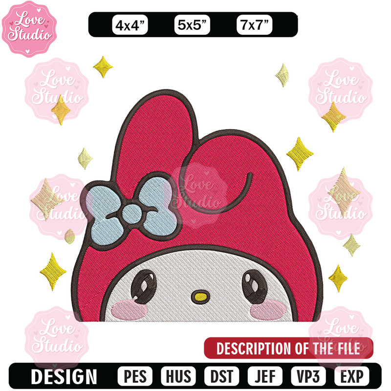 My Melody Peek Embroidery Design, Hello kitty Embroidery, Embroidery File, Anime Embroidery,Anime shirt,Digital download.jpg