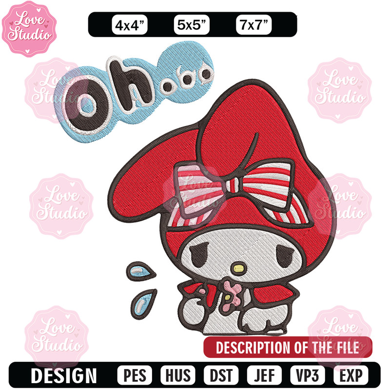 My Melody sad Embroidery Design, Hello kitty Embroidery, Embroidery File, Anime Embroidery, Digital download.jpg