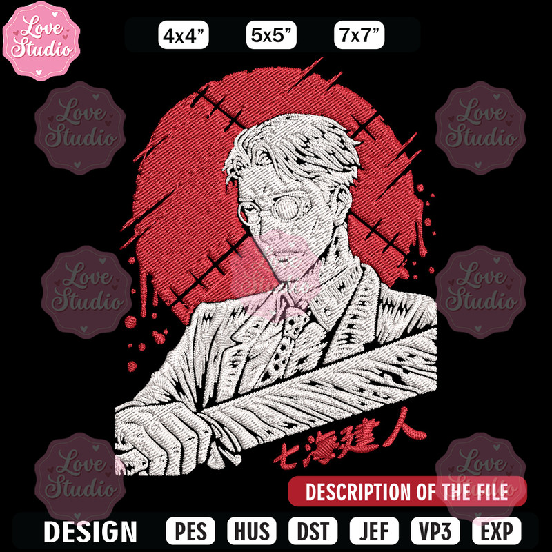 Nanami poster Embroidery Design, Jujutsu Embroidery, Embroidery File, Anime Embroidery, Anime shirt, Digital download.jpg