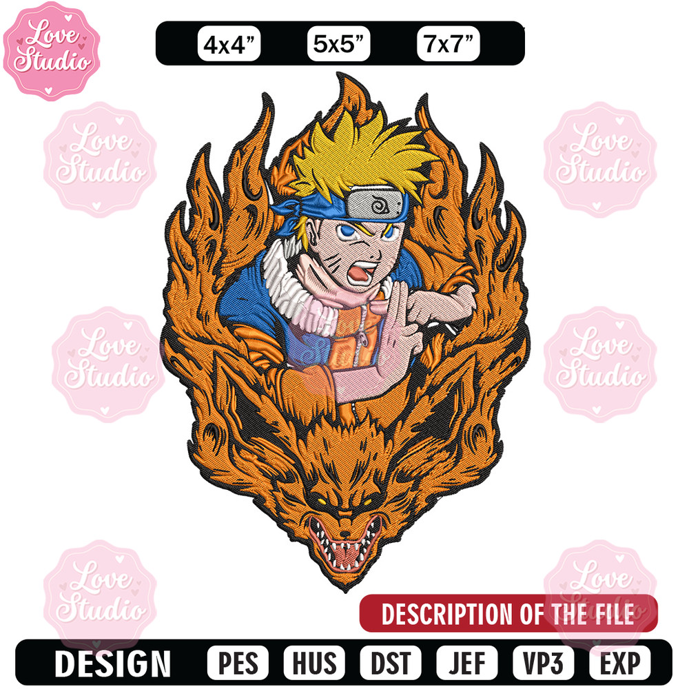 Naruto kurama Embroidery Design, Naruto Embroidery, Embroidery File, Anime Embroidery, Anime shirt, Digital download.jpg