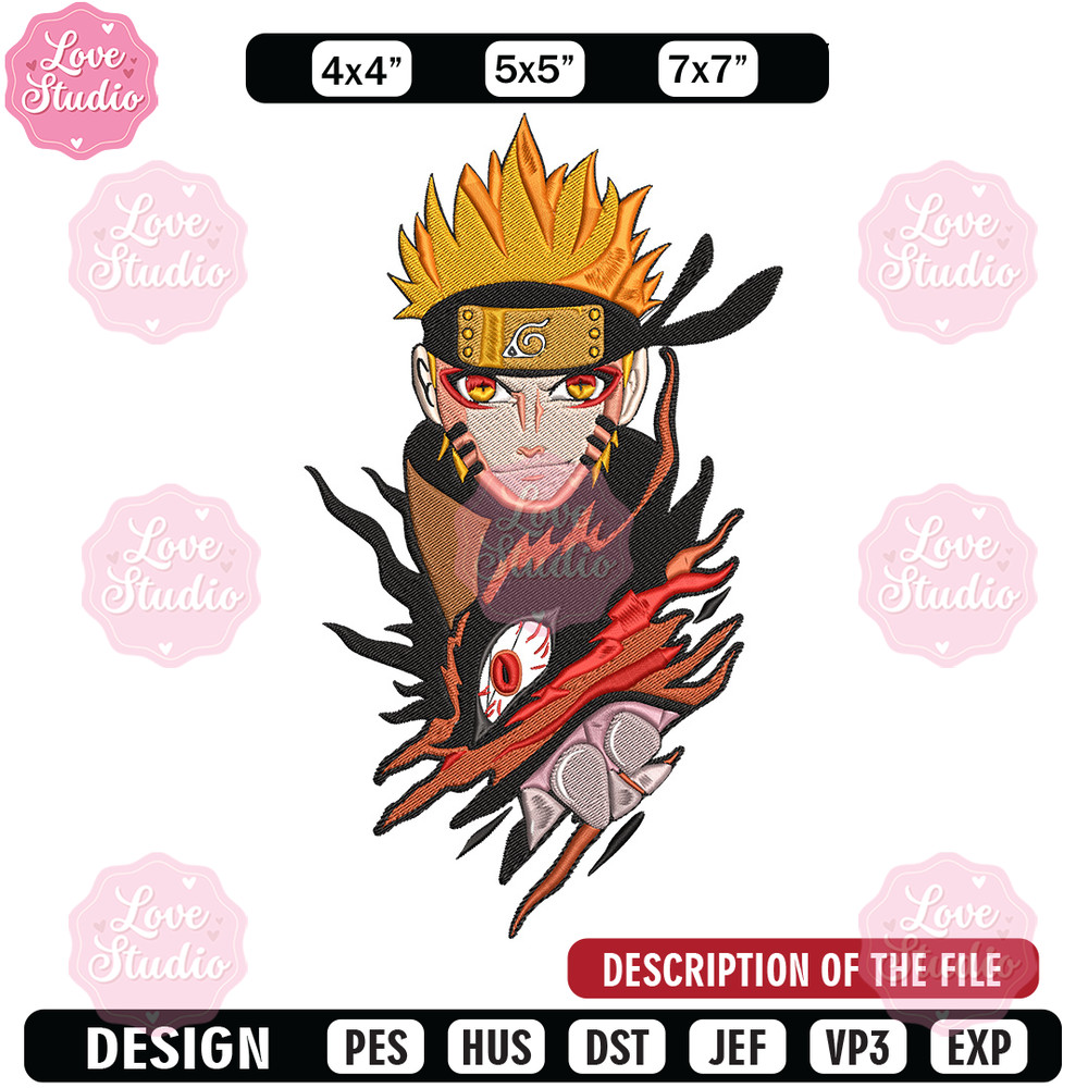 Naruto x kurama Embroidery Design, Naruto Embroidery, Embroidery File, Anime Embroidery, Anime shirt, Digital download 1.jpg