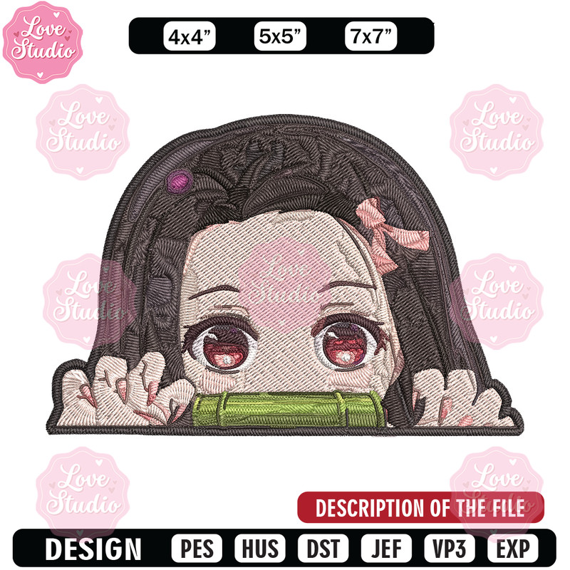 Nezuko chibi Embroidery Design, Demon slayer Embroidery, Embroidery File, Anime Embroidery, Digital download.jpg