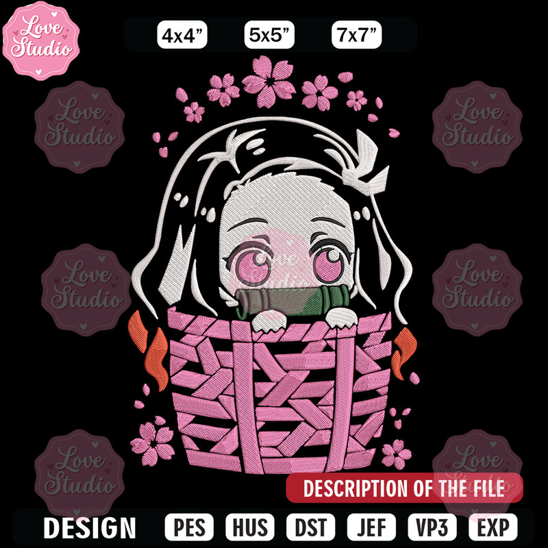 Nezuko chibi Embroidery Design, Demon slayer Embroidery, Embroidery File, Anime Embroidery,Digital download.jpg