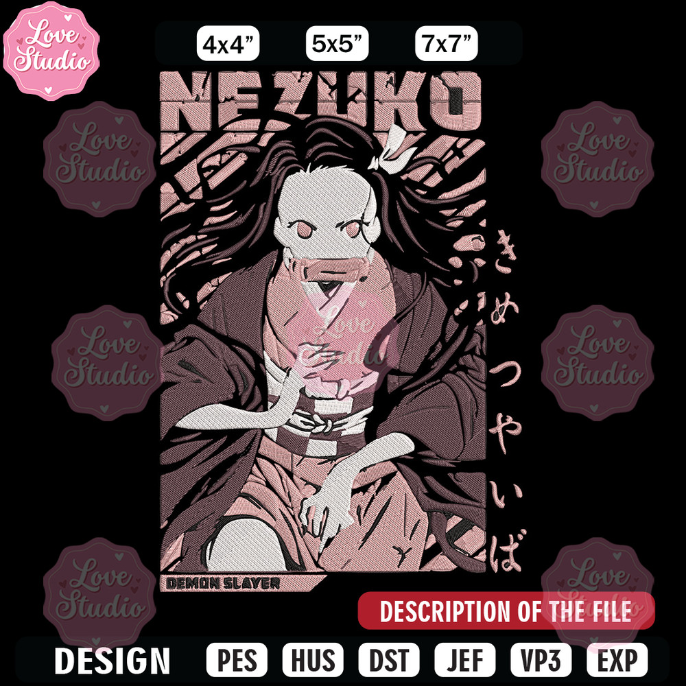 Nezuko poster Embroidery Design, Demon slayer Embroidery, Embroidery File, Anime Embroidery, Digital download 1.jpg