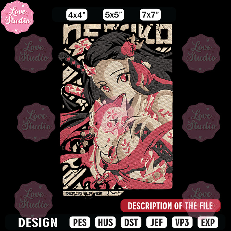 Nezuko poster Embroidery Design, Demon slayer Embroidery, Embroidery File, Anime Embroidery, Digital download.jpg