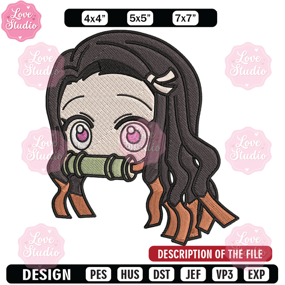 Nezuko sticker Embroidery Design, Demon slayer Embroidery, Embroidery File, Anime Embroidery, Digital download.jpg