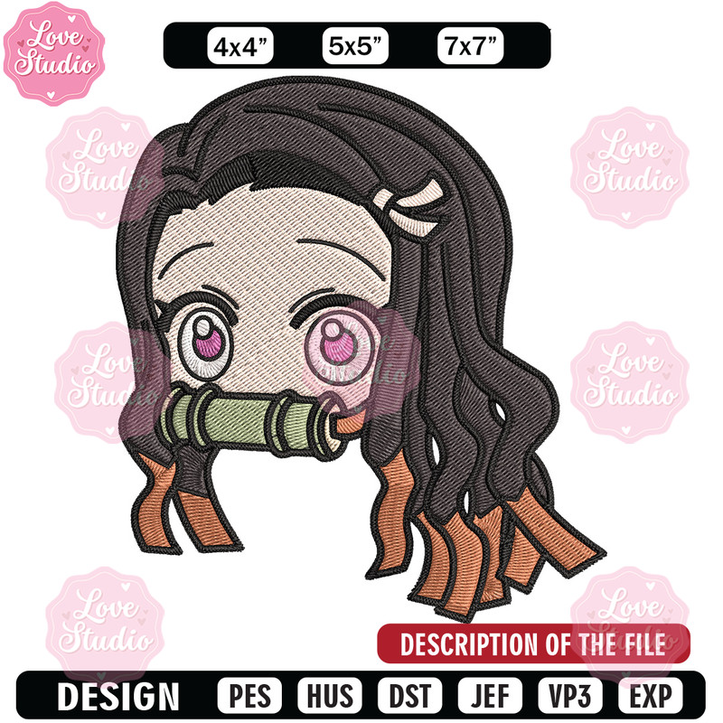 Nezuko sticker Embroidery Design, Demon slayer Embroidery, Embroidery File, Anime Embroidery, Digital download.jpg