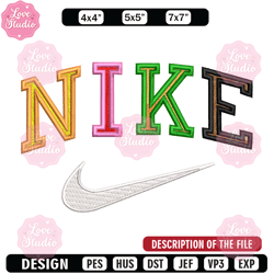 nike color embroidery design, nike embroidery, nike design, embroidery shirt, embroidery file, digital download