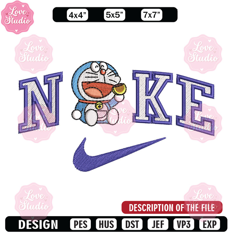 Nike doraemon embroidery design, Doraemon embroidery, Emb design, Embroidery shirt, Embroidery file, Digital download.jpg
