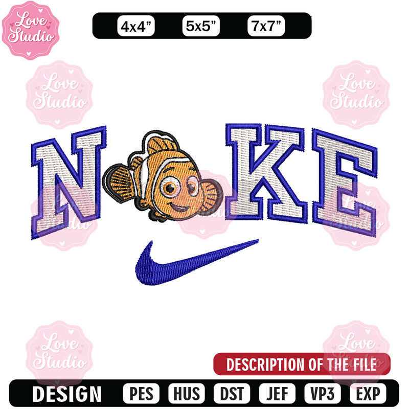 Nike fish cartoon embroidery design, Cartoon embroidery, Nike design, Embroidery shirt, Embroidery file,Digital download.jpg