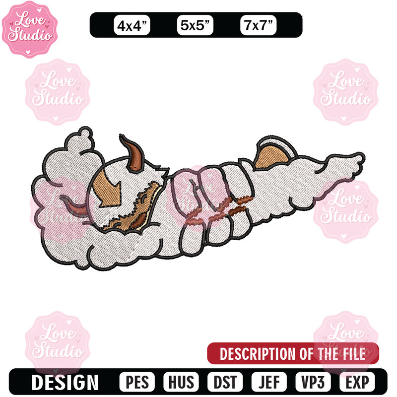 Nike x Appa embroidery design, Avatar cartoon embroidery, Nike design, cartoon design, cartoon shirt, Digital download.jpg
