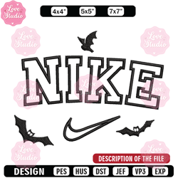 nike x bat embroidery design, bat embroidery, nike design, embroidery shirt, embroidery file,digital download