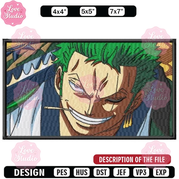 Rectangle Anime Zoro rectangle embroidery design, Anime design, Embroidered | Inspire ...