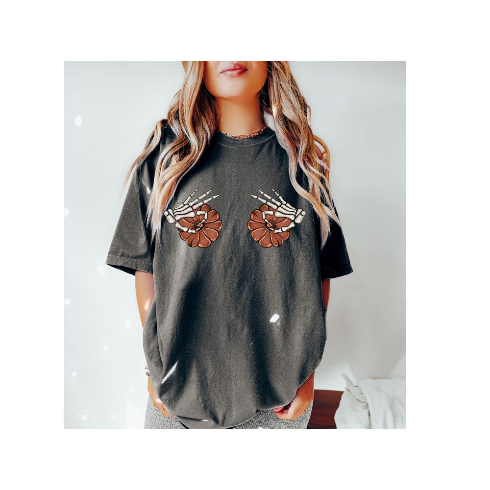 Comfort Colors,Skeleton Hand Boob Shirt, Funny Halloween Tees, Pumpkin.jpg