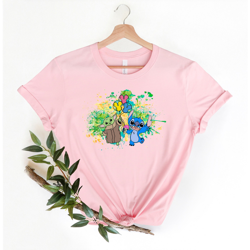 Disney Baby Yoda And Stitch Watercolor Shirt, Disney Stitch.jpg