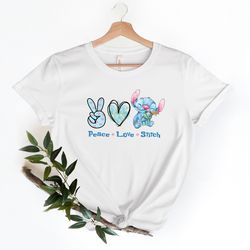disney peace love stitch shirt, stitch shirt, disney stitch