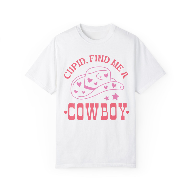 Comfort Colors® Cupid Find Me A Cowboy Shirt, Funny Valentines Shirt, Retro Love Shirt, Heart Love, Cowboy Valentine's Day Gift, Country Tee.jpg